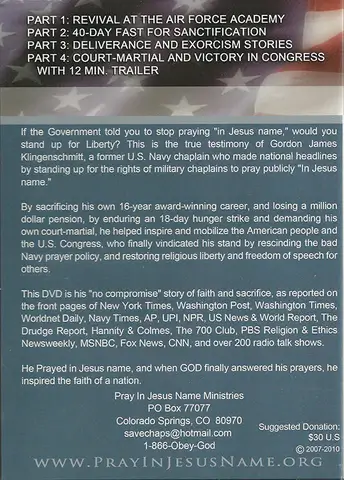 Navy Chaplain Who Prayed “In Jesus Name” 4-part DVD - Image 2